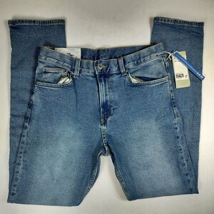 H&M Women's Slim Straight Jeans Size 30/32 Blue Stretch Denim Mid Rise NWT